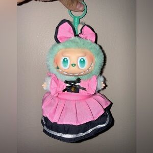 Labubu outfit- Pretty pink and black dress and bow